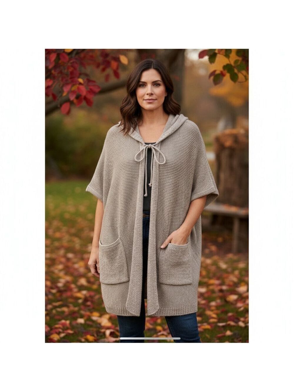VELVET By Graham & Spencer women's hoodie long open front cardigan wool blend S